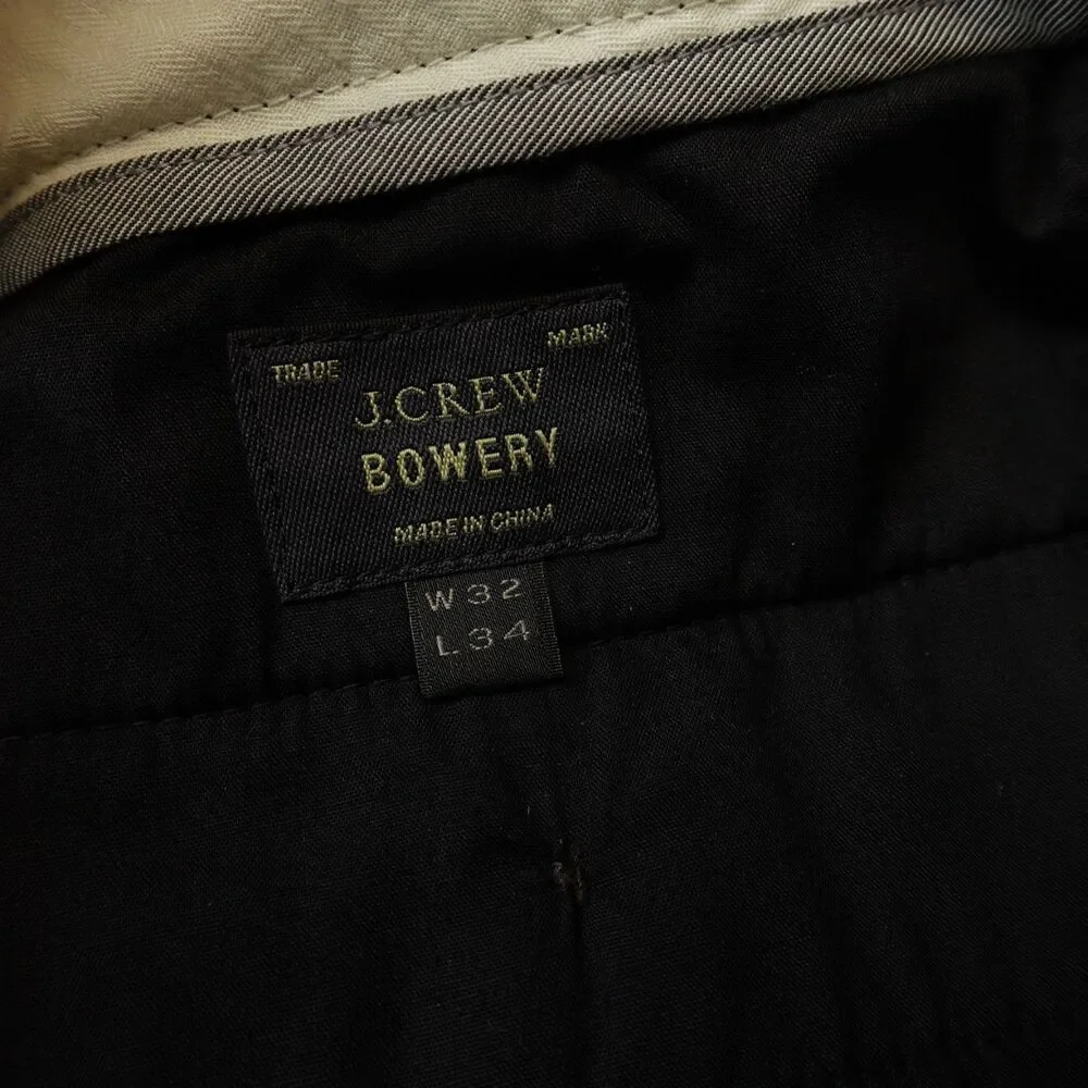J Crew Bowery Slim Tweed Wool Herringbone Pants Mens 32x34 Gray
